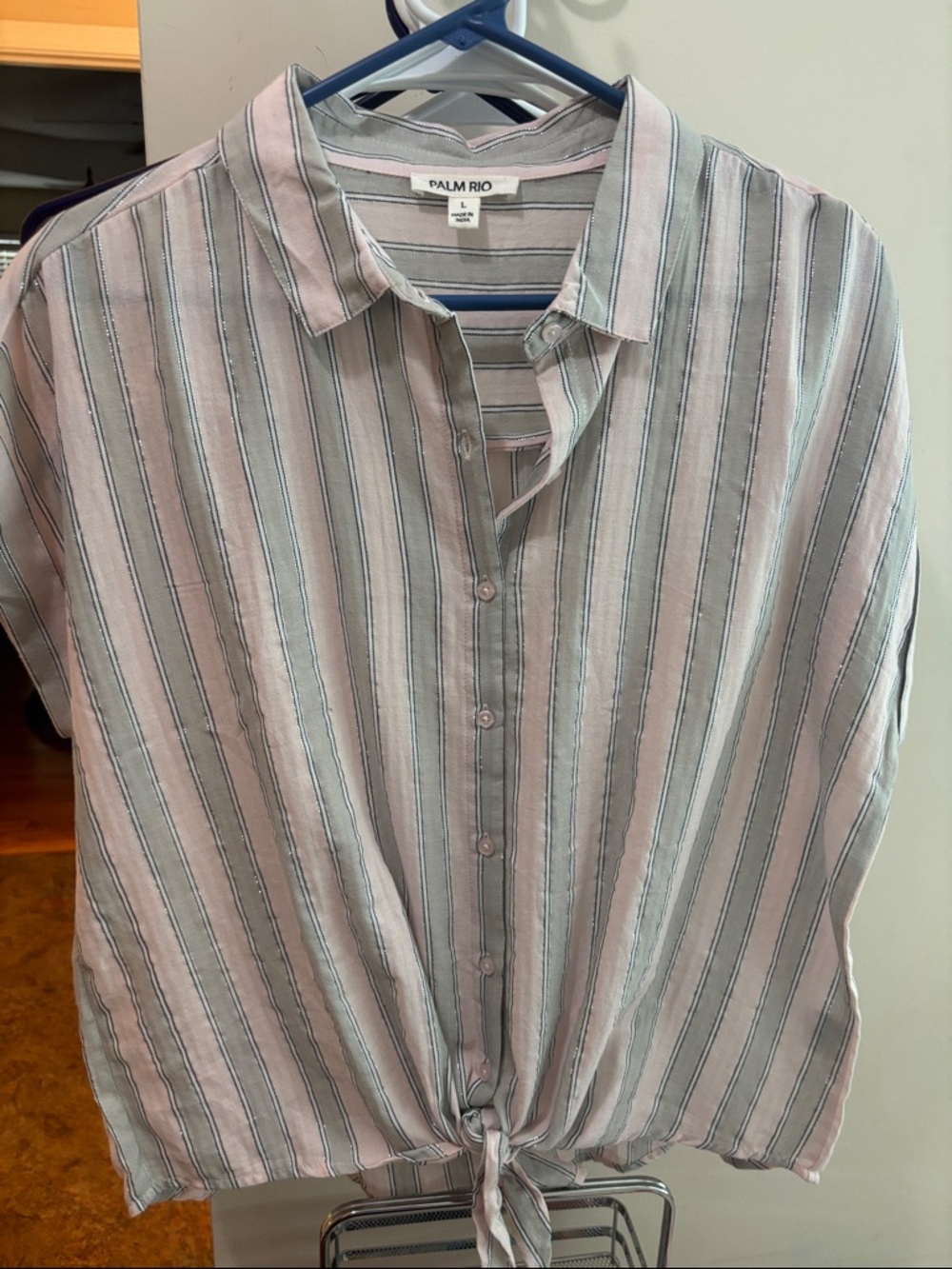 Palm Rio Women’s Pink Striped Button-Up Shirt